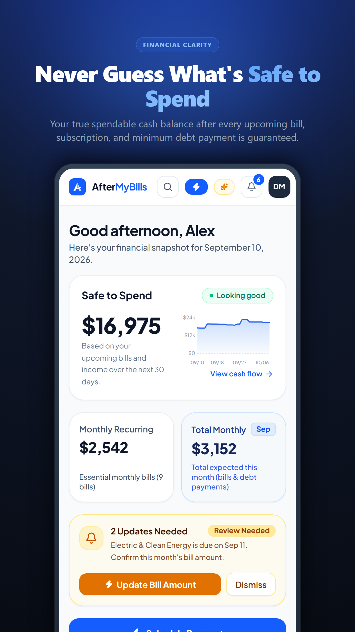 Mobile Safe to Spend Card