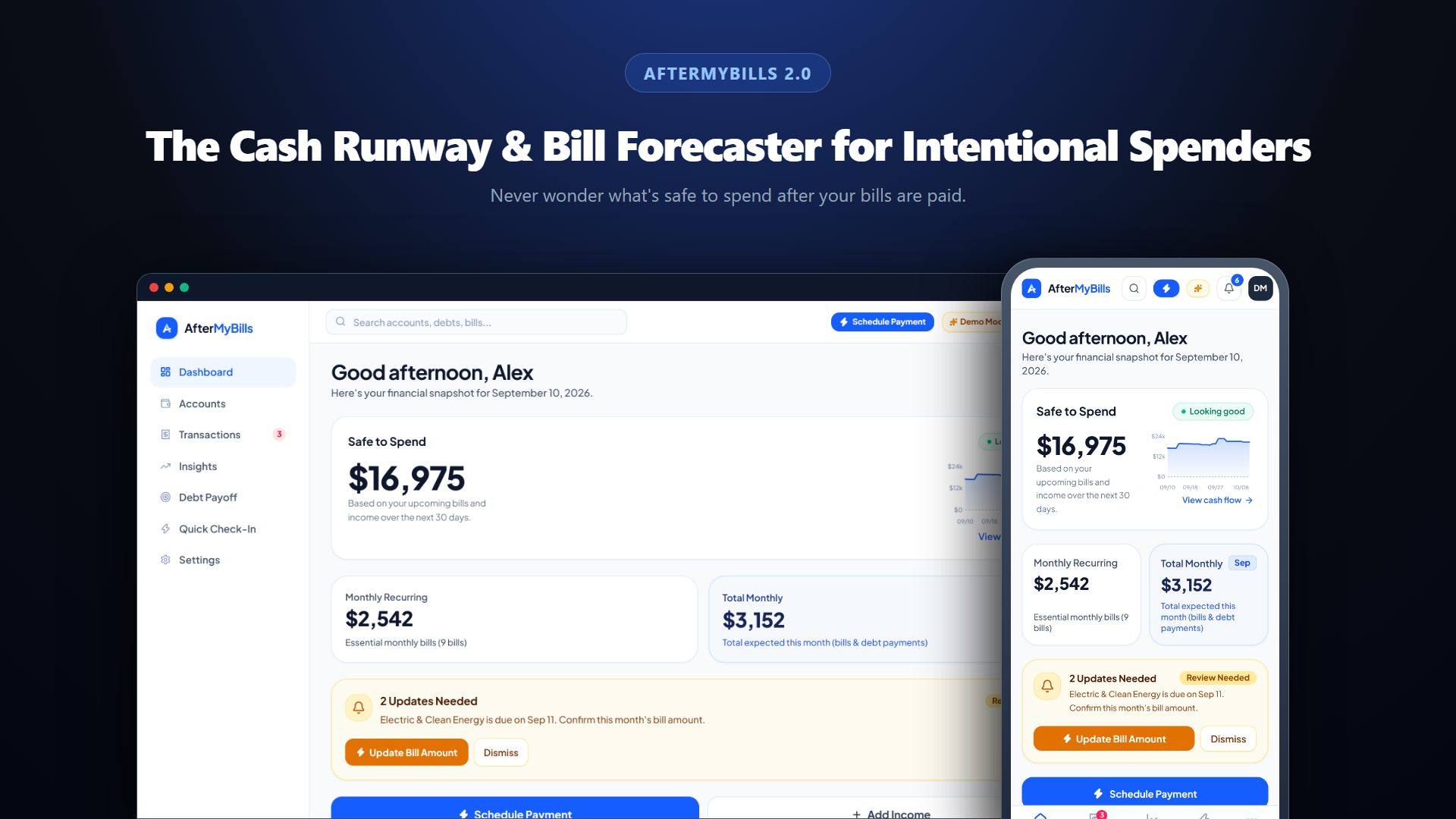 AfterMyBills Web and Mobile Application Preview